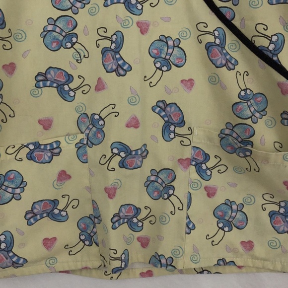 Absolute Women's Scrub Top Butterflies Hearts M - Picture 4 of 6